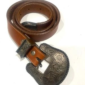 Unbranded Vintage leather belt 28” xs brown